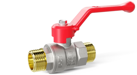 Кран шаровой латунь никель LD Pride Ду 15 НР/НР, Ру 40, рычаг/красный