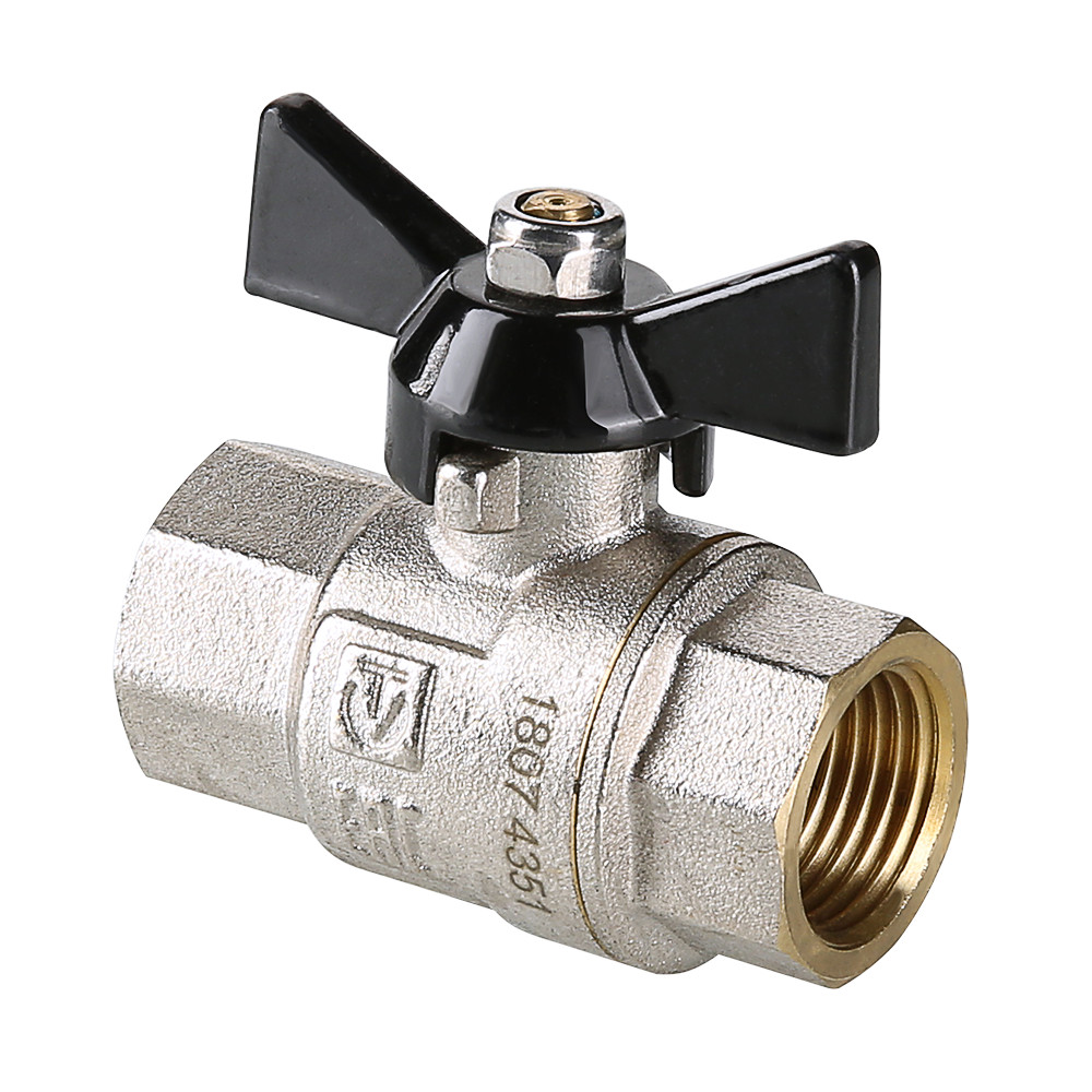 Кран шаровой латунь никель VT.317 PERFECT, Ду 20 ВР/ВР, Ру 100, бабочка, VALTEC