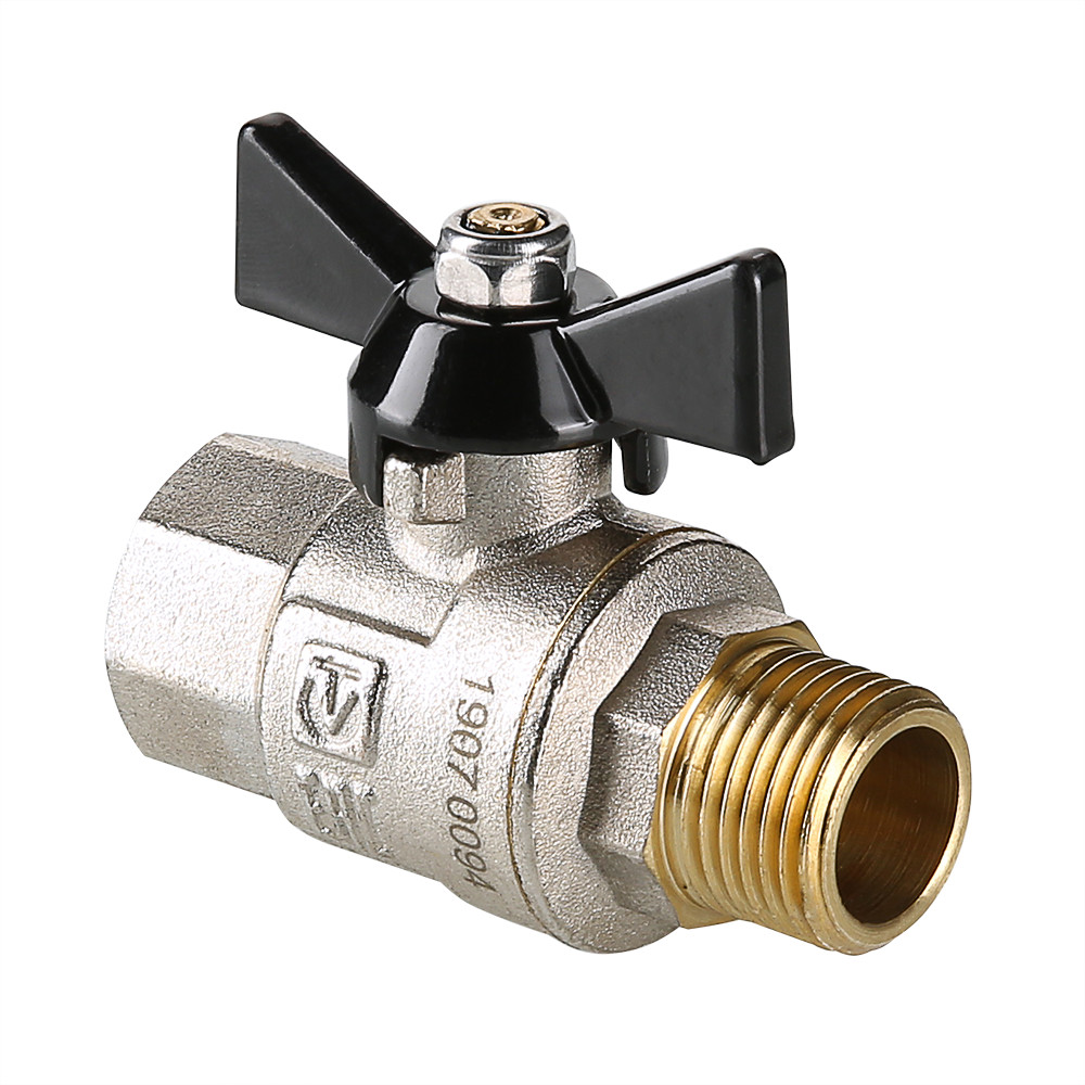 Кран шаровой латунь никель VT.318 PERFECT Ду 25 ВР/НР, Ру 80, бабочка, VALTEC