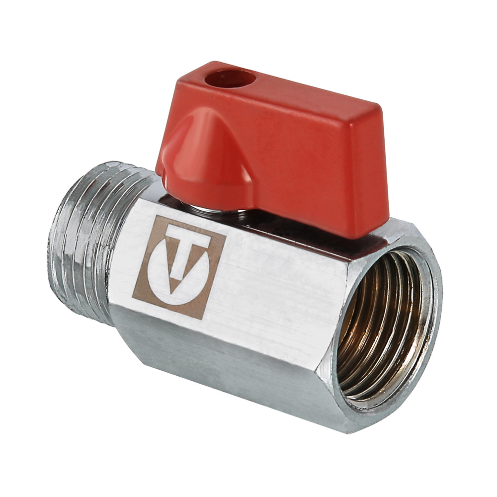 Кран шаровой латунь никель MINI VT.330 Ду 15 ВР/НР, Ру 10, бабочка, VALTEC