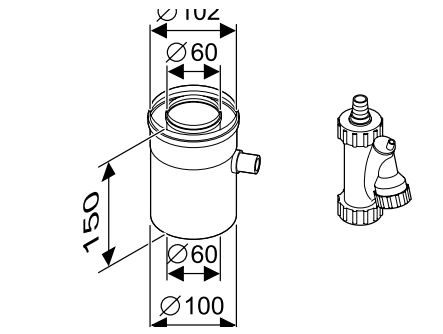 Горизонтальный элемент для отвода конденсата DN60/100